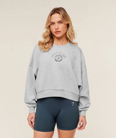 Gymshark Worn Crest Graphic Sweatshirt In Gray