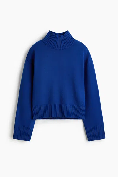 H&m Mock Turtleneck Sweater In Blue