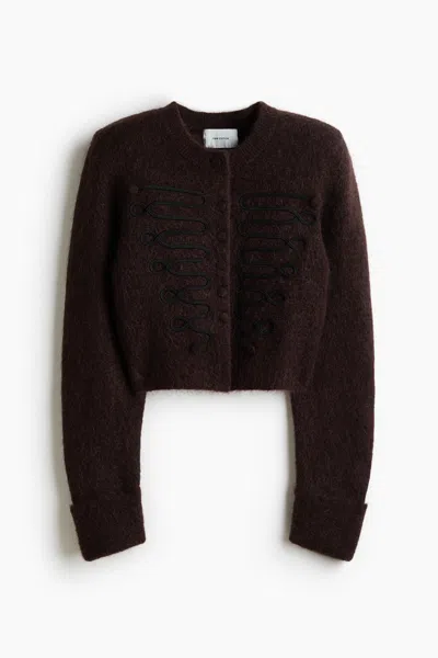 H&m Mohair-blend Cardigan With Shoulder Pads In Brown