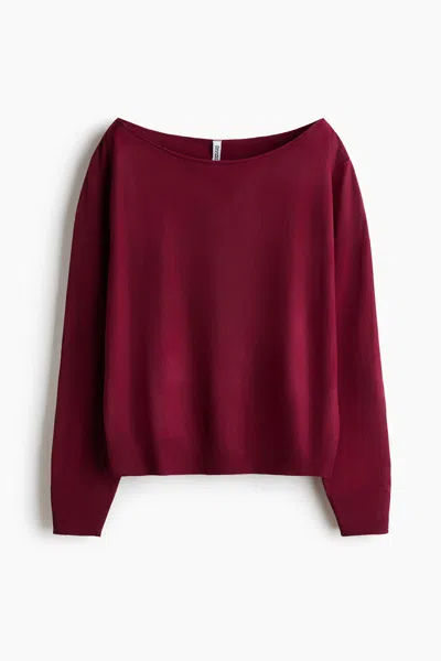 H&m Off-the-shoulder Sweater In Burgundy