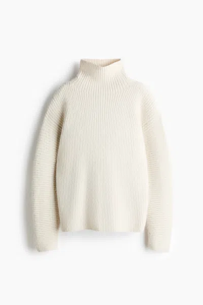 H&m Rib-knit Mock Turtleneck Sweater In Neutral