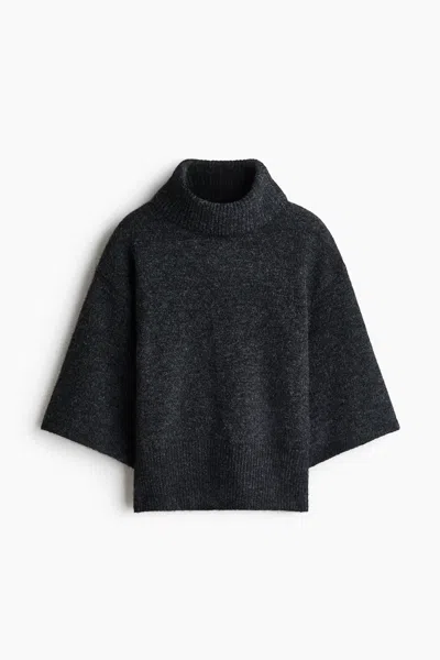 H&m Short-sleeved Mock Turtleneck Sweater In Black