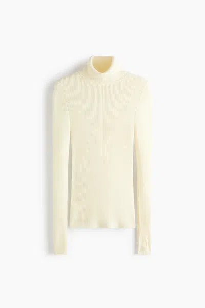 H&m Turtleneck Merino Wool Top In Neutral