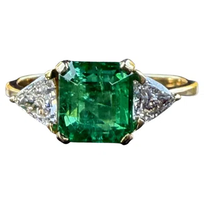 Pre-owned H. Stern Octagonal Emerald Diamond Ring Gia 1.67 Brazil 18k Yellow Gold Sz 6.5