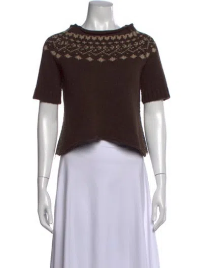 Pre-owned Hache Merino Wool Patterned Sweater In Brown