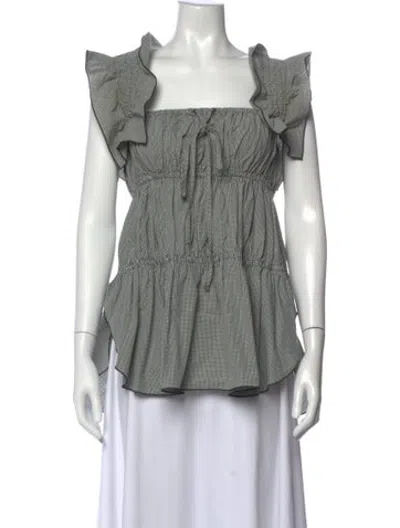 Pre-owned Hache Patterned Square Neckline Top In Multicolor