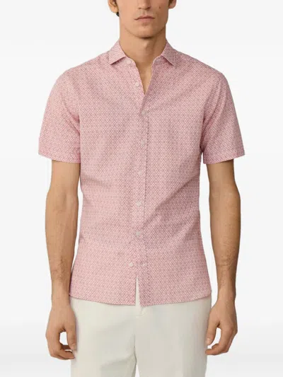 Hackett Clay-print Short-sleeve Shirt In Pink