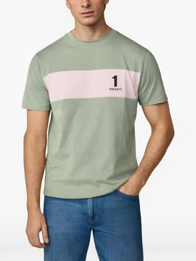 Hackett Colour-blocked Panel T-shirt In Green