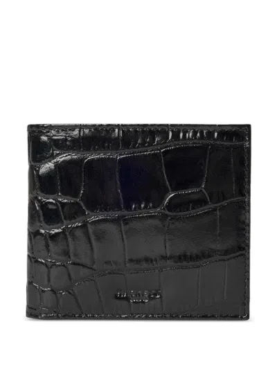Hackett Croc-stamped Billfold Wallet In Black