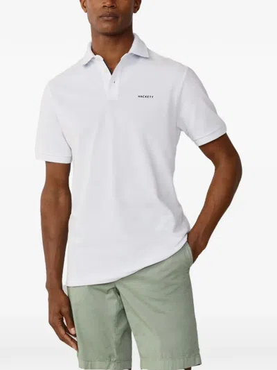 Hackett Embroidered Piqué-knit Polo Shirt In White