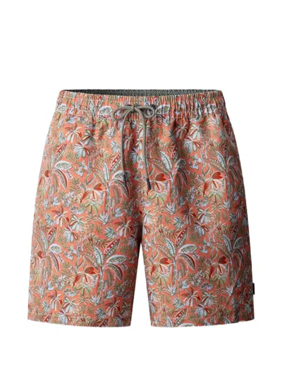 Hackett Floral-print Swim Shorts In Brown