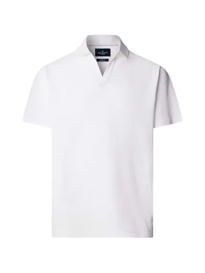 Hackett Honeycomb-knit Johnny-collar T-shirt In White