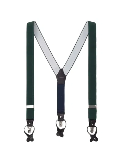 Hackett Leather-trim Ribbed Braces In Black