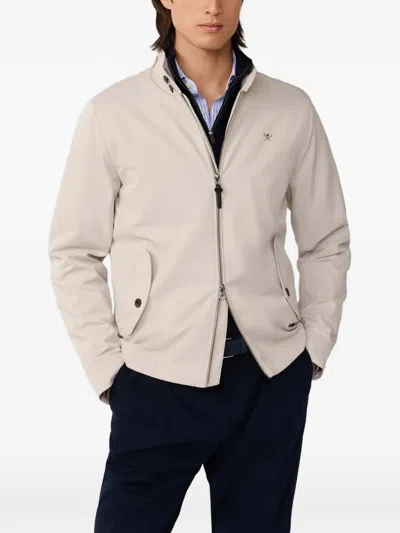 Hackett Logo-embroidered Harrington Jacket In Neutral
