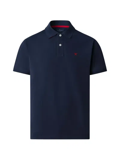 Hackett Logo-embroidered Polo Shirt In Blue