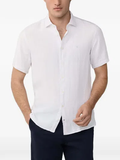 Hackett Logo-embroidered Short-sleeve Shirt In White