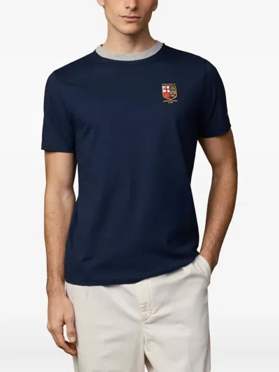 Hackett Logo-embroidered T-shirt In Blue