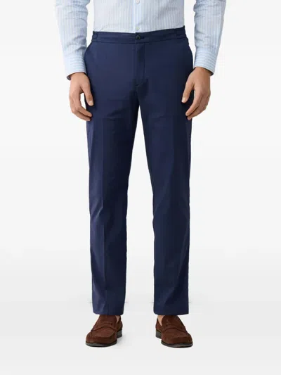 Hackett Pleated Elasticated-waistband Chino Trousers In Blue