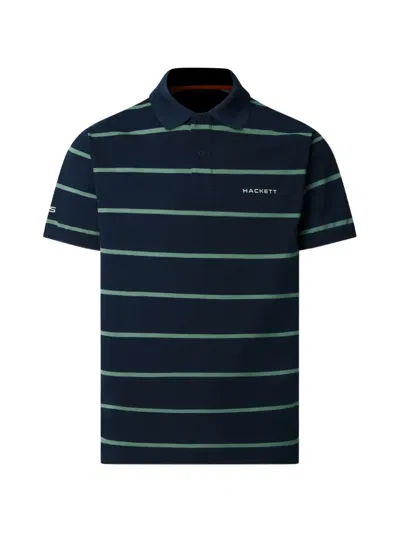 Hackett Striped Short-sleeve Polo Shirt In Black