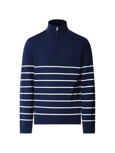 Hackett Stripe-pattern Half-zip Sweater In Blue