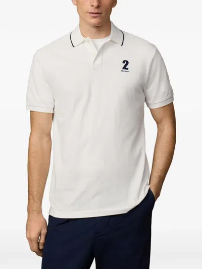 Hackett Tipped-trim Piqué-knit Polo Shirt In White