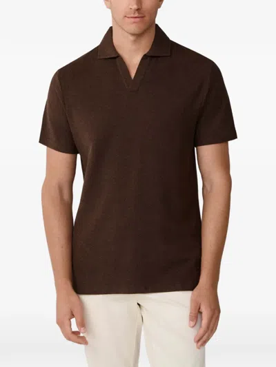 Hackett V-neck Polo Shirt In Brown