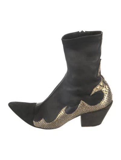 Pre-owned Haider Ackermann Leather Animal Print Boots In Black