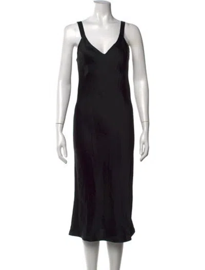 Pre-owned Haider Ackermann V-neck Midi Length Dress In Black