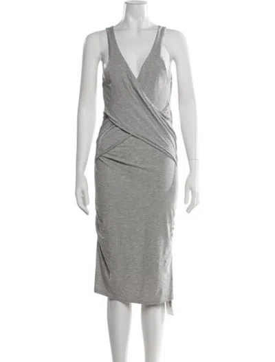 Pre-owned Haider Ackermann V-neck Midi Length Dress W/ Tags In Grey