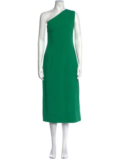 Pre-owned Haight One-shoulder Midi Length Dress In Green