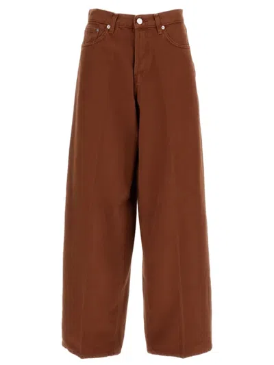 Haikure Bethany Soft Cotton-blend Boy-fit Wide-leg Trousers In Brown