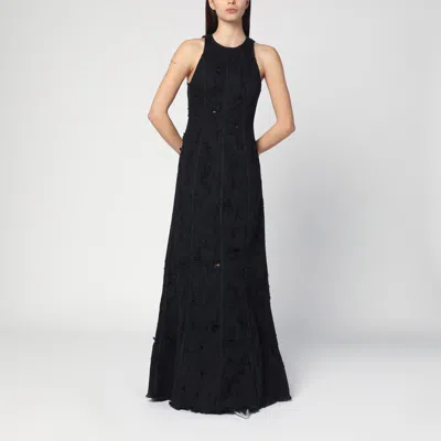 Haikure Long Dark Grey Dress With Rips In Black