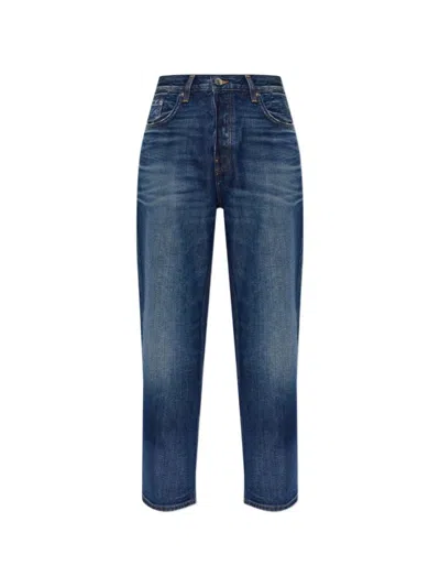 Haikure Navy Blue High Rise Jeans In Animal Print