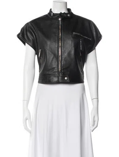 Pre-owned Halfboy Leather Biker Jacket In Black