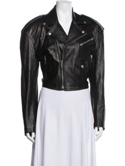 Pre-owned Halfboy Leather Biker Jacket In Black