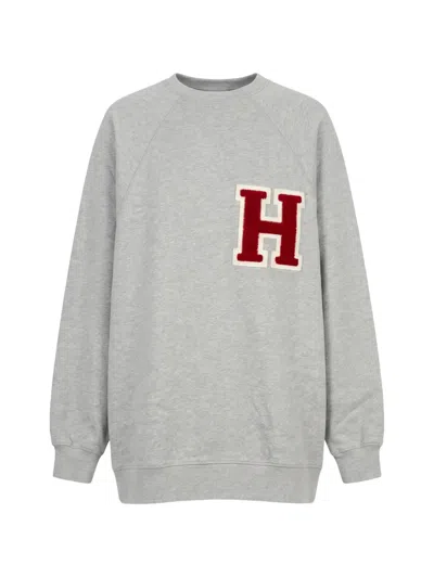 Halfboy Logo-patch Raglan-sleeve Sweatshirt In Gray