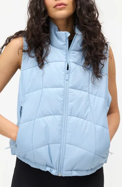 Halfdays Claude Water Repellent Quilted Vest In Blue