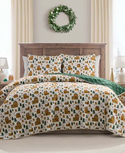 Hallmark Bedding Gingerbread Holiday 3-piece Quilt Set, Full/queen In Multi