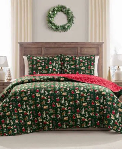 Hallmark Bedding Holiday Pets Quilt Sets In Green Multi