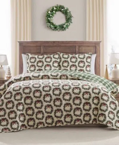Hallmark Bedding Wreath Holiday Quilt Sets In Green Multi