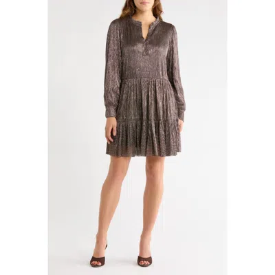 Halogen ® Metallic Babydoll Dress In Gray