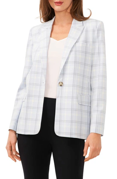 Halogen Plaid Single Button Jacket In Skywriting Blue