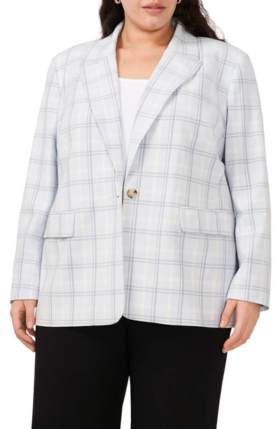 Halogen Plaid Single Button Jacket In Skywriting Blue