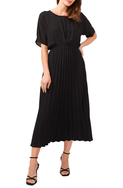 Halogen Pleated Midi Dress In Rich Black