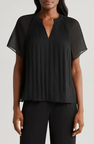 Halogen Release Pleat Blouse In Rich Black