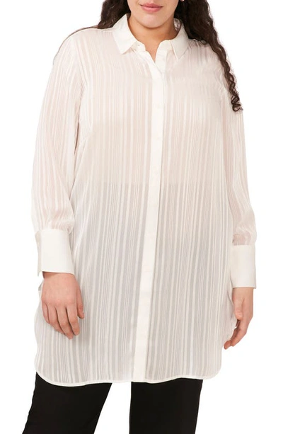 Halogen Stripe Button-up Tunic Top In New Ivory