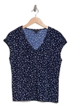 Halogen V-neck Dolman Sleeve T-shirt In Navy Blue/ White Dot