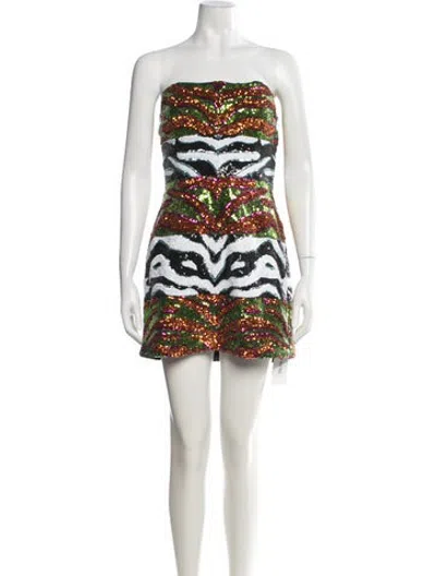 Pre-owned Halpern Animal Print Mini Dress In Multicolor