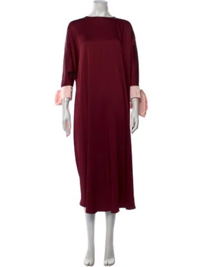 Pre-owned Halpern Silk Long Dress In Burgundy