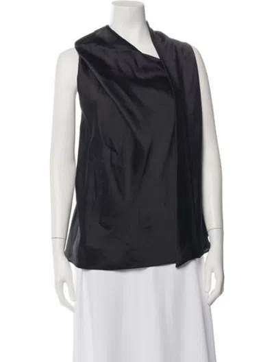Pre-owned Halston Asymmetrical Sleeveless Top In Black